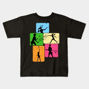 Vintage Tennis Ball Tennis Girl Player Kids T-Shirt